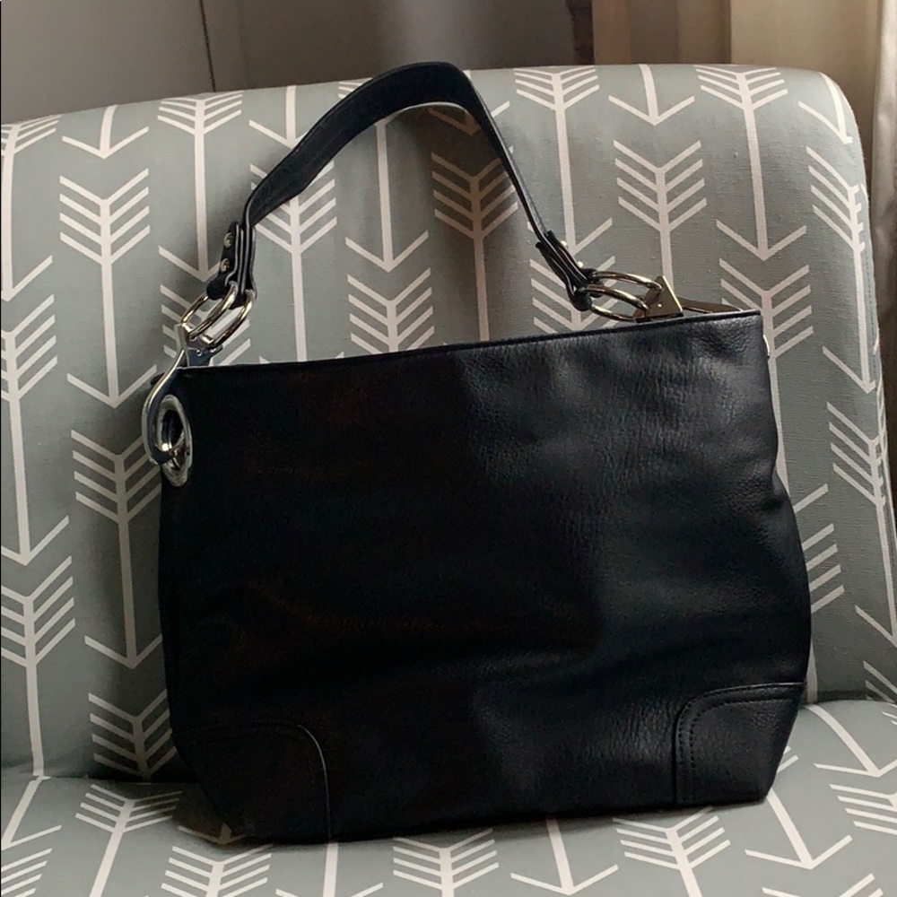 Large black “leather like” shoulder bag